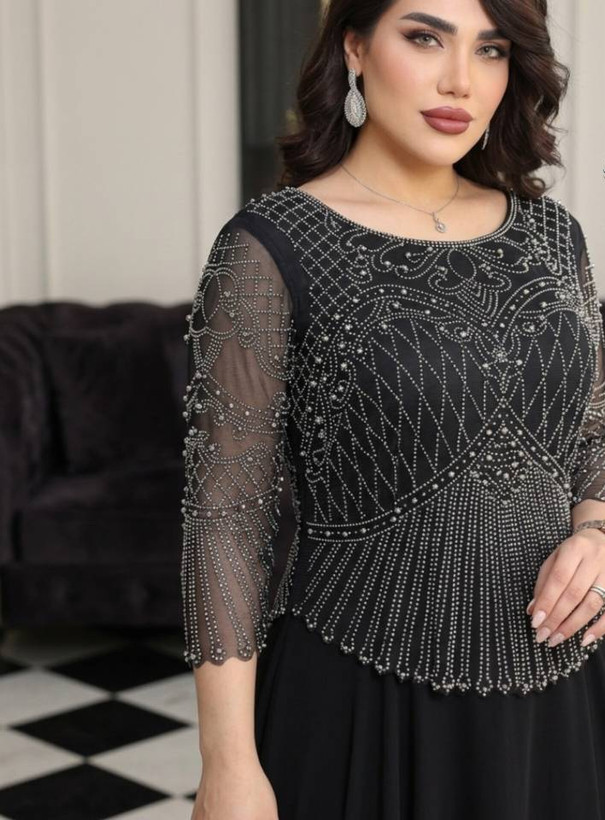 ماکسی مجلسی 💕کاپدار 💕 پشت و رو نگین دی ام سی و مروارید پانچ 💕استردار