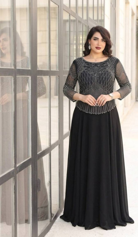ماکسی مجلسی 💕کاپدار 💕 پشت و رو نگین دی ام سی و مروارید پانچ 💕استردار