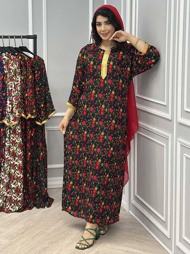 پیراهن طلایی بدون ابرفت و رنگرفت 🧵 نخی ترکمنستان