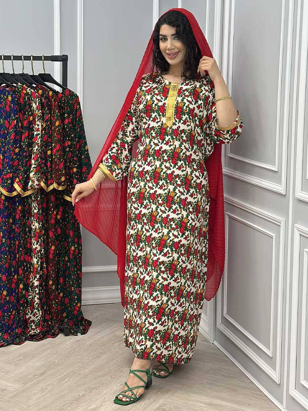 پیراهن طلایی بدون ابرفت و رنگرفت 🧵 نخی ترکمنستان