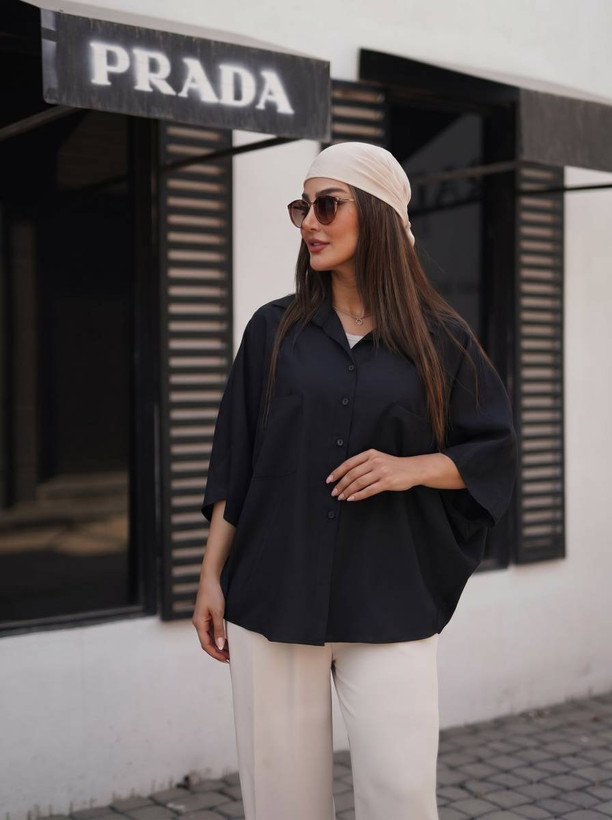 شومیز آستین پانچو مدل رابو 🧵 پارچه لیوسل