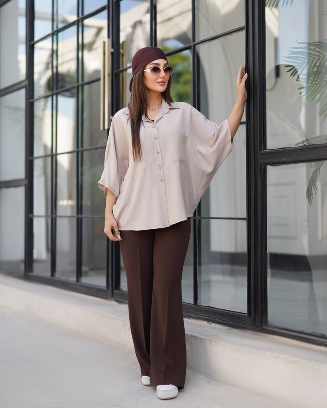شومیز آستین پانچو مدل رابو 🧵 پارچه لیوسل