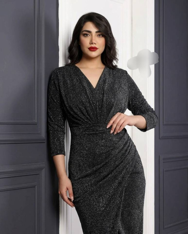 پیراهن میدی زنانه لمه آستردار