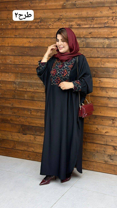 مانتو عبایی نورا الیزه درجه یک با خرجکار سوزندوزی هندی