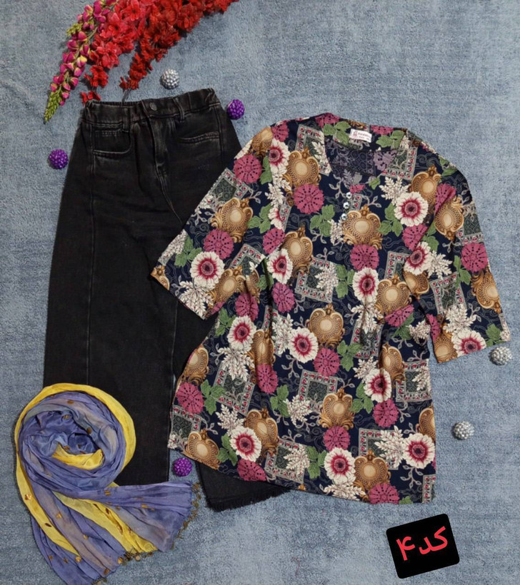 تونیک بلند وقوار دار نخ کره ای وارداتی روژان 😍😍