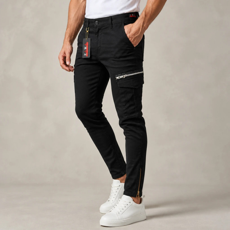 شلوار 6جیب کتان دمپا زیپ برند ZARA