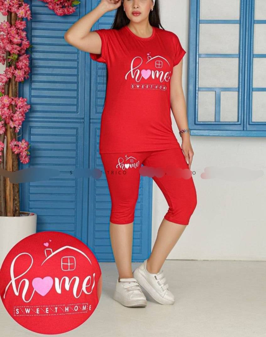 ست تیشرت شلوارک نخ پنبه ویسکوز home مدل نگین 😍💣
