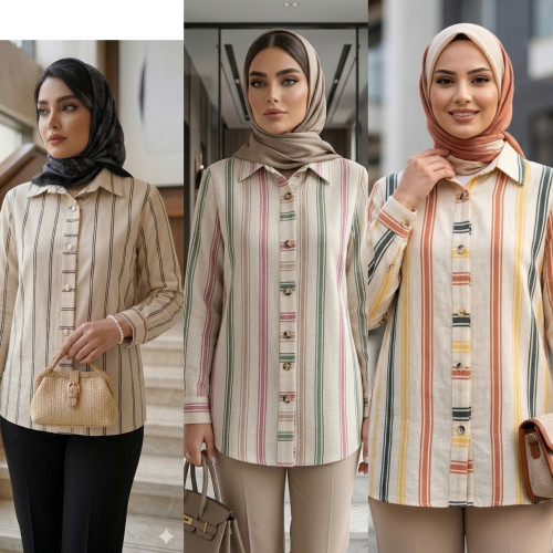 شومیز یقه مردونه خوشگل و دلبر😍 ‌ 🧵مدل ژینا کد