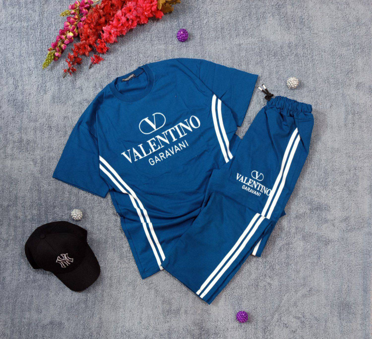 ست تیشرت شلوار بگ نواردوزی سوپرنخ پنبه کیفیت عالی اسپرت VALENTINO