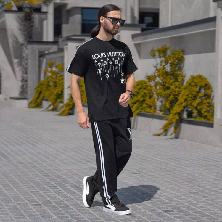 ست اسپرت سوپر نخ پنبه تیشرت شلوارنواردوزی LOUIS VUITTON