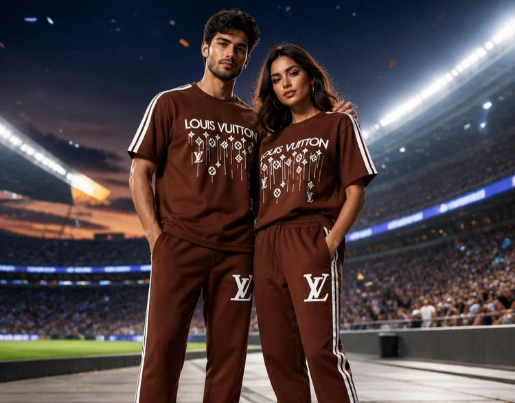 ست اسپرت سوپر نخ پنبه تیشرت شلوارنواردوزی LOUIS VUITTON