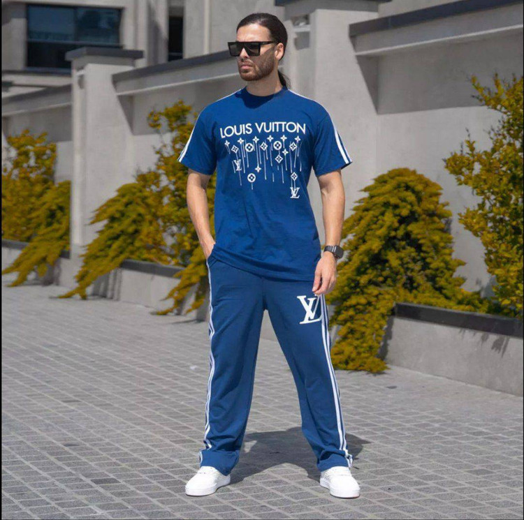 ست اسپرت سوپر نخ پنبه تیشرت شلوارنواردوزی LOUIS VUITTON