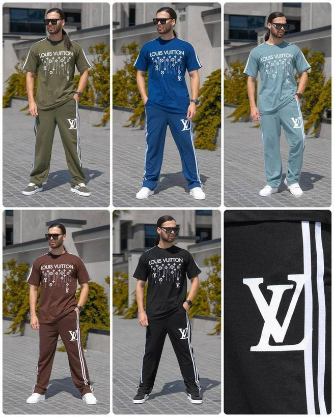 ست اسپرت سوپر نخ پنبه تیشرت شلوارنواردوزی LOUIS VUITTON