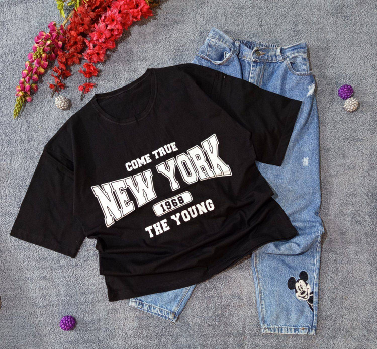 تیشرت اسپرت باکسی سوپرنخ پنبه باکیفیت NEW YORK