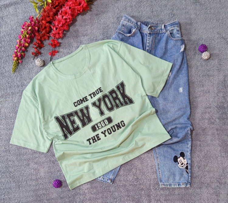 تیشرت اسپرت باکسی سوپرنخ پنبه باکیفیت NEW YORK