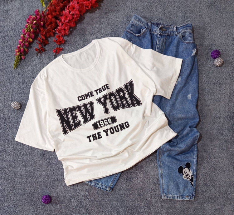 تیشرت اسپرت باکسی سوپرنخ پنبه باکیفیت NEW YORK