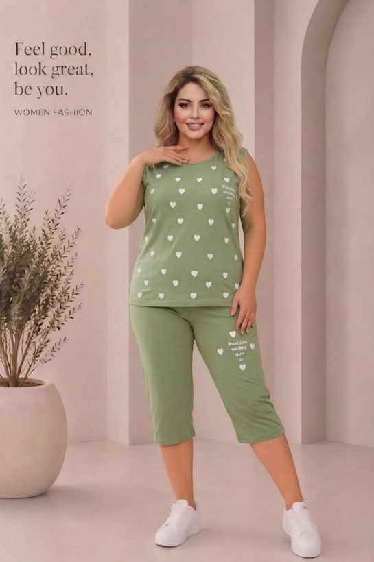 ست تیشرت شلوارک نخ لاکرا قلبی 😍😍😍